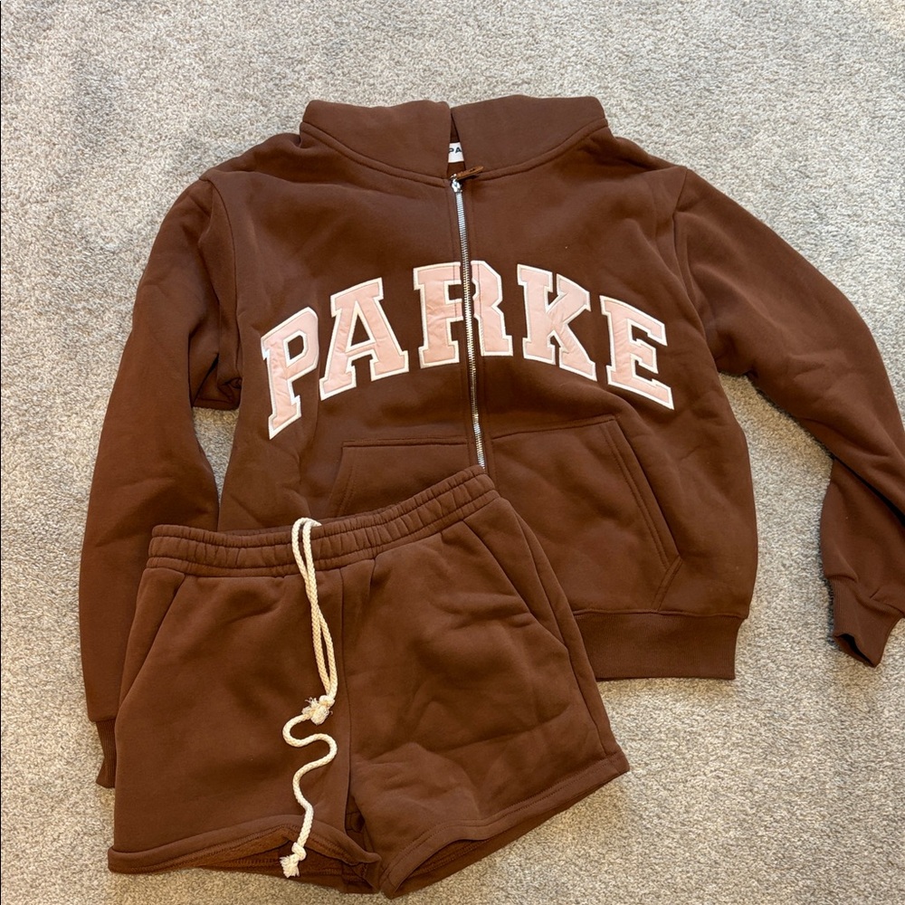 Parke Brown Hoodie and Shorts Set